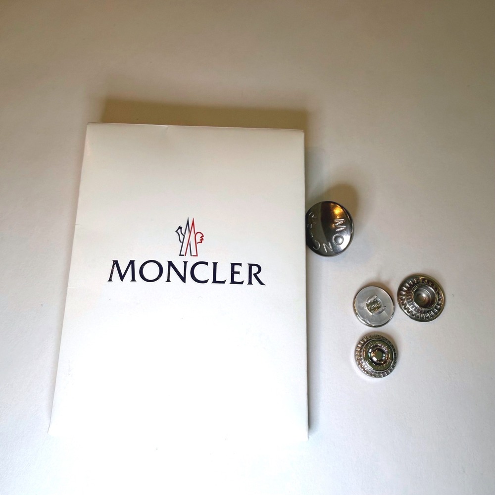 Moncler Silver Replacement Snap Button Set Embossed Logo Jacket Repair Kit